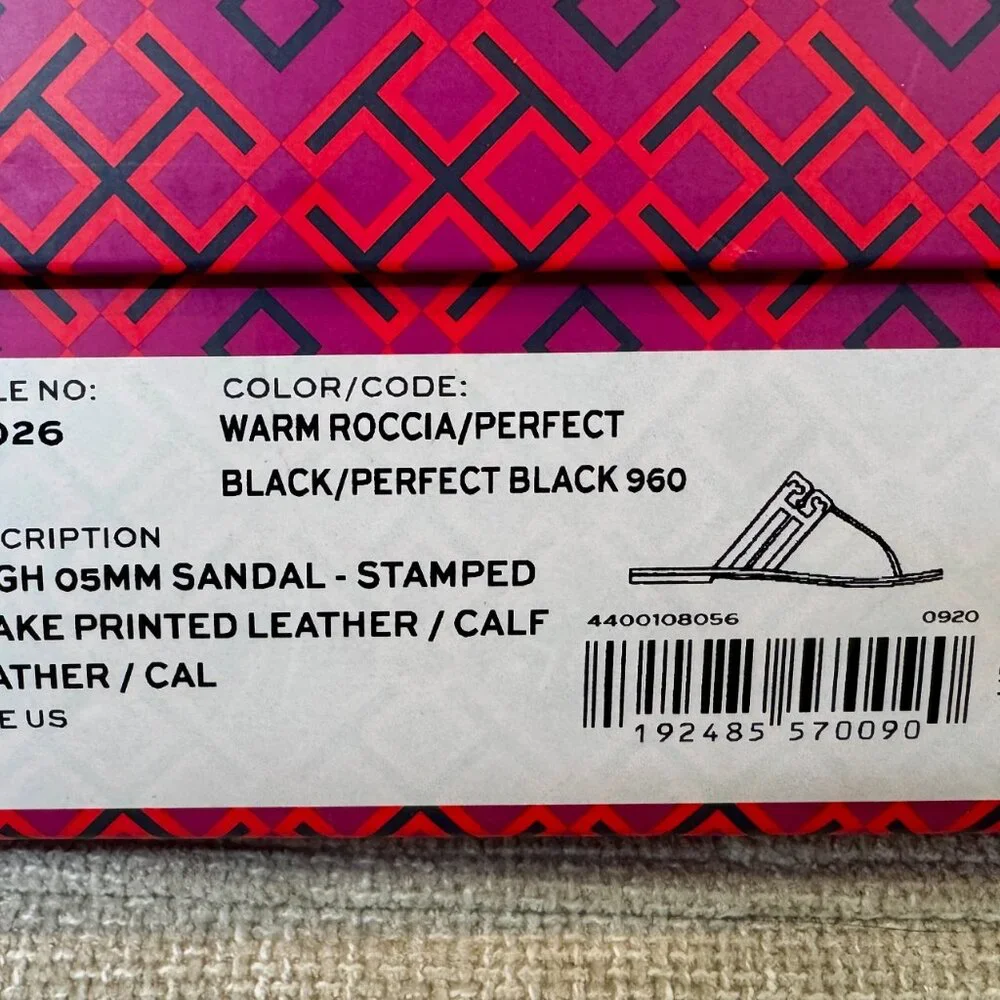 Tory Burch Black and White Snake-Print Thong Sandals 11